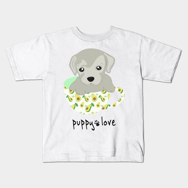 Cute Puppy Love Avocado Dog Lover Gift for Girls Women Kids T-Shirt by JPDesigns